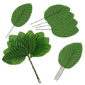 Yolev 200 Pcs Dark Green, Green & Silver Artificial Leaves for Crafts, Silk Fake Leaves, Bulk Faux Wired Single Leaf Wire Plastic Artificial Flowers, Silk Eaves for DIY Wreaths, Wedding, Christmas - color: Dark Green