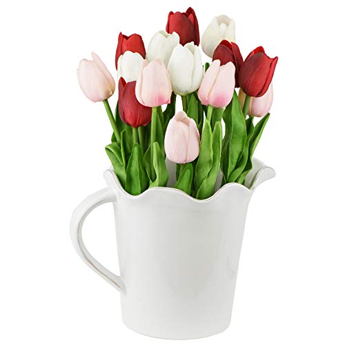FiveSeasonStuff Real Touch Tulips Artificial Flowers – 15 Stems Faux Tulip Bouquet in Gift Box for Wedding, Home Decor, Party, Floral Arrangements (Charming Lady) - color: #6 Charming Lady