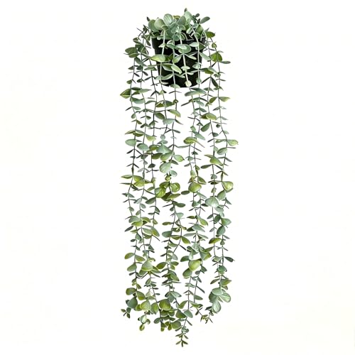 echosari Artificial Hanging Plants, Fake Potted Eucalyptus Faux Hanging Plant, Fake Hanging Plants Indoor for Modern Boho Home Bedroom Shelf Decor - size: 1 PCS