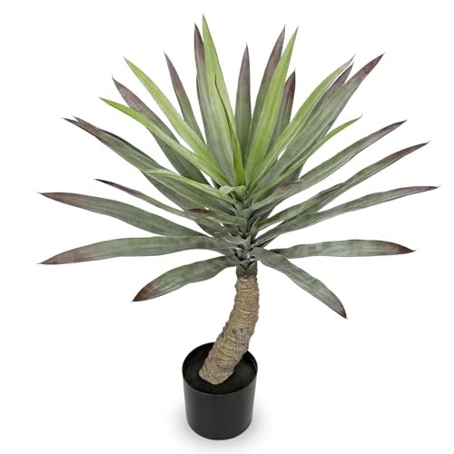 Briful Large Agave Plants Artificial 27.5in Tall Fake Potted Agave Plant Indoor Faux Succulent Tropical Plants for Home Office Room Balcony Garden Outdoor Decor - color: Frost Green