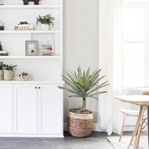 Briful Large Agave Plants Artificial 27.5in Tall Fake Potted Agave Plant Indoor Faux Succulent Tropical Plants for Home Office Room Balcony Garden Outdoor Decor - color: Frost Green
