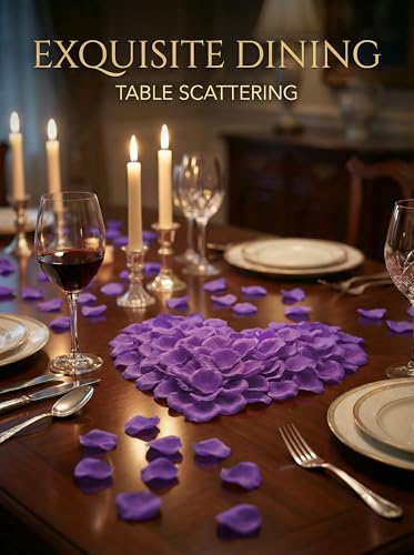 1000 Pcs Artificial Fake Rose Petals,Flower Petals for Romantic Night, Engagement, Party, Wedding, Event Flower Decorations, in Bulk(Purple) - color: Purple, size: 1000Pcs