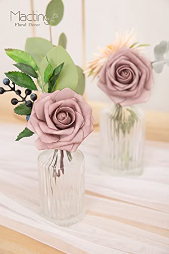 MACTING Artificial Rose Flowers 30PCS Real Touch Fake Flowers with Stem Soft Foam Roses for DIY Wedding Bouquets Table Centerpieces Baby Shower Party Spring Home Valentines Day Decor,Dusty Purple Pink - color: Dusty Purple Pink, size: 30PCS
