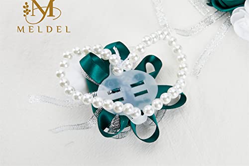 4pcs Green Wedding Wrist Corsages Artificial Silk Rose for Women | for Wedding Formal Dinner Party Homecoming Ceremony Anniversary, Wrist Corsages with Pearls - color: 4pcs Green Wrist Corsages