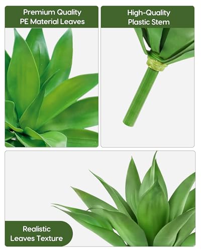 Velener Artificial Plant Outdoor Agave - Small Size UV Resistant Fake Agave Plants for Indoor and Outdoor Decor(14 Inch)-2 Pack - color: Hard-green