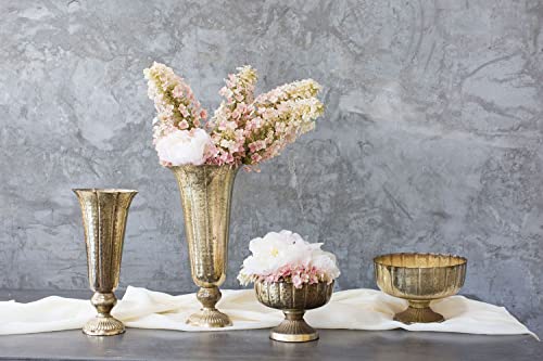Accent Decor Distressed Gold Metal Compote Bowl | Gold Compote Vase l Lita Metal Vase l Indoor and Outdoor Compote for Any Event - color: Gold Compote, size: 7.75"x 5.75"