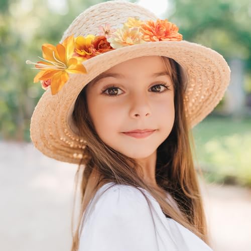 rongflower Fake Flower Heads for Crafts - Orange Silk Artificial Roses, Peonies, Daisies & Mini Floral Heads Bulk (48-Pack) for Wedding Decor, Graduation Cap, Cake Topper, Baby Shower, Home Decoration - color: Orange