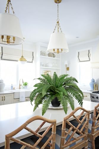 Fake Fern Potted Plant Artificial Boston Ferns in Pot 35 Leaves for Outdoors & Indoor Faux Fern Bush Plant 20inch for Patio Garden Farmhouse Windowsill Office Living Room Decoration Home Decor - size: Large