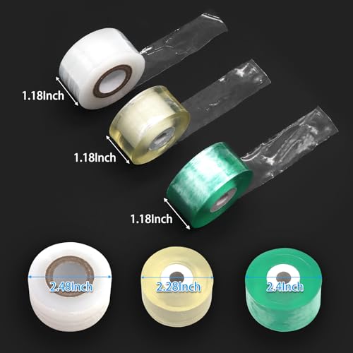 HAINANSTRY Grafting Tape 3PCS, Stretchable Garden Grafting Tape for Fruit Trees, Tree Plant Tape, Plants Repair Tapes for Floral Fruit Tree, Budding Tape(Green & White & Yellow) - size: Pack of 3