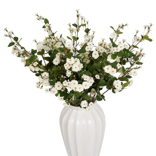 Melorca&Guilla Artificial Plants Fake Flowers,6PCS 29" Artificial Rose for Vase, Long Stems White Artificial Flowers Faux Flower Arrangements for Shop Garden Office Home Décor(6, White Rosa) - color: White Rosa