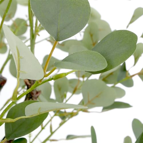 Artificial Tree in Colorful Flower Pattern Planter, Fake Eucalyptus Silk Tree for Indoor and Outdoor Home Decoration - 66" Overall Tall (Plant Pot Plus Tree) - style: Eucalyptus Tree