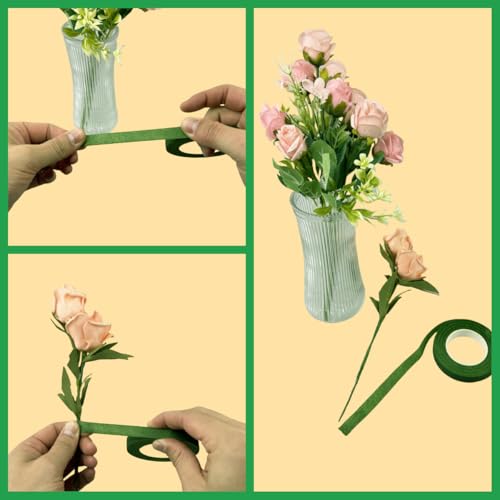 Floral Tape 1/2" Wide Flower Tape for Bouquets Floral Arranging Bouquet Stem Wrap Flower Crafts (4, Green) - color: Green