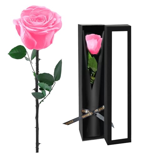 Preserved Flowers for Delivery,Pink Rose Bouquets That Last 5 Years,Birthday Flowers Gifts for Women Mom Grandma Wife Friends,Mothers Day Roses Gift,Romantic Floral for Anniversary or Valentine’s Day - color: Pink, size: Single Rose