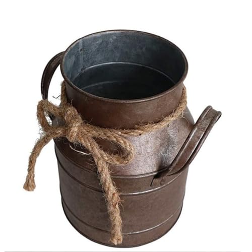 Vintage Rustic Antique Decorative Flower Vase,Shabby Chic Classy Designed Metal Vase,Primitive Distressed Iron Vase Bucket for Home Decor,Birthday Gift,Wedding,Party(4.4" L x 3.5" W x 5.9" H)