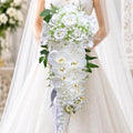 LeCoirrax Bridal and Bridesmaid Wedding Bouquet, White Calla Lily 11.8in x 27.5in Bridal Bouquet Stacked Silk Flowers for Ceremony Anniversary
