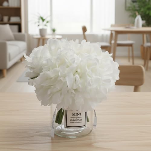 LADADA Artificial White Peony Flowers in Vase,Wedding Bathroom Home Table Decor - color: White Peony