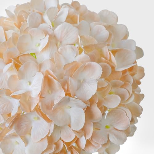 JINWOE Boho Faux Hydrangea Flowers, 4PCS 21" Silk Real Touch Vintage Lifelike Silk Flowers,Artificial Hydrangeas with Stems Bouquet Fake Flowers for Wedding Centerpieces Tables Party Outdoor Home - color: Cream