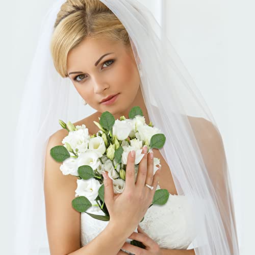 WILLBOND 50 Pcs Artificial Eucalyptus Stems, 3.8 Inch Faux Eucalyptus Leaves Mini Greenery Stems, Long Oval Plastic Greenery Picks for Wedding Bouquet, Vase Filler, Home Office Garden DIY Decor