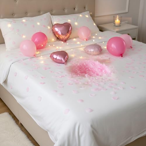 Xindojuz 2000 Pcs White Rose Petals for Wedding, 2" Artificial Silk Fake Flower Petals Romantic Decorations for Home Party Engagement Birthday Event Anniversary Party Backdrop Supplies(Pink)
