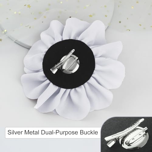 6.3” Large Rose Flower Brooches and Pins for Women - Flower Brooch, Hair Clips for Women & Rose Hair Clip | Fashion Accessories for Dresses, Hats, Clothes & Lapel Wear - Silver Grey - color: Silver Grey