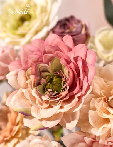 Light Pink Flowers Artificial Roses Combo Set Fake Pink Silk Flowers Faux Flowers Mix Dahlia with Stems for Wedding Bouquets Baby Bridal Shower Party Floral Arrangements Decor - color: Light Pink, size: The Modern Classic