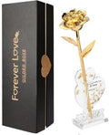 Gold Rose 24K Plated Gold Dipped Rose,Genuine One of a Kind - Forever Flower -Preserved Rose,Romantic Gift for Valentine's Day and Mothers Day, Anniversary, Birthday,Gifts for Her,Wife,Girlfriend - color: Gold Rose（with Heart-shaped Stand）
