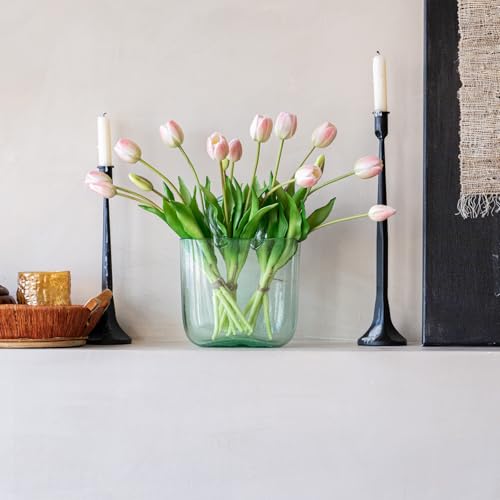 Artificial Tulips Flowers,Soft Touch Latex Bouquet, Fake Tulips,Spring Wedding Home Room Table Centerpiece Decor - color: 15pcs Powder Pink(no Vase)