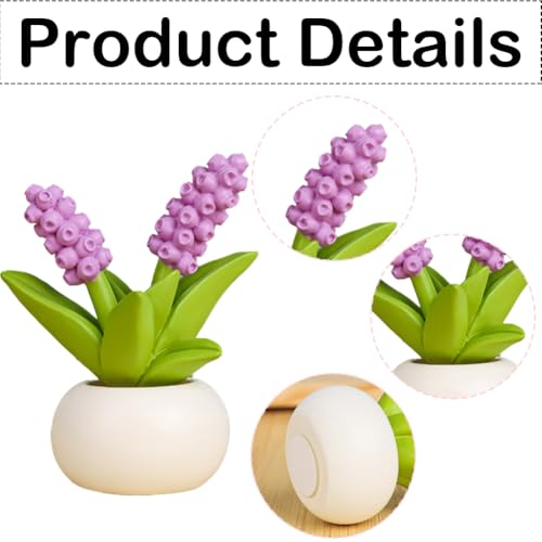 Resin Flower with Pot 2 Pcs Mini Artificial Cally Lily Hyacinth Flower Flowers Potted Plants Figurines for Car Dashboard Home Kitchen Rustic Table Shelf Decor, Purple+Beige - color: Purple+beige