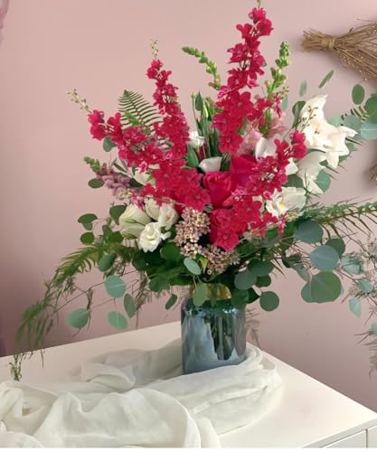 Hot Pink Flowers Artificial Delphinium 8PCS Silk Flowers with Stems 33.46" Tall Artificial Flowers Dark Pink Larkspur Artificial Flowers for Wedding Home Party Centerpieces Arch - color: Hot Pink