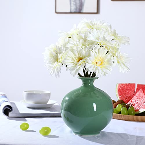 TOPIA Artificial African Daisies Flowers African Daisy Silk Flowers Artificial Gerbera Daisies Pack of 10 (White) - color: White, size: 10pcs