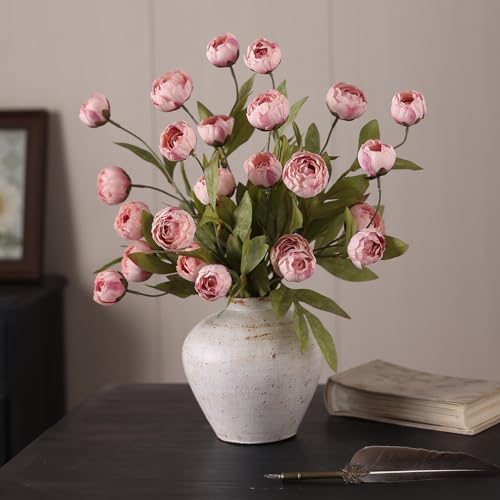 VIERENA 6 Pcs Faux Silk Peony Artificial Flowers for Vase -27", Bulk Fake Peonies Branches with Stems for DIY Bouquet Centerpieces Wedding Fillers Arrangements Shower Decorations (Blush Pink) - color: Blush Pink