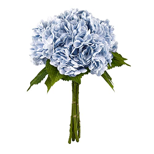 Yatim 21In Blue Artificial Hydrangea Flowers 5 Pcs Real Touch 3D Print Latex Flowers for Wedding Centerpieces Bouquets DIY Floral Decor Home Decoration with Stems - color: Blue