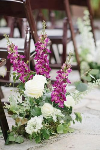 Fuschia Pink Flowers Artificial Delphinium Combo Clematis Greenery Silk Flowers 8pcs Long Stem Hot Pink Flowers for Tall Vase Artificial Snapdragon Flowers for Vases for Decoration (Fuschia) - color: Fuschia