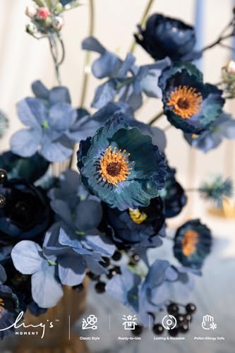 Ling's moment Artificial Greenery Stems Box Set, Faux Greenery Picks for DIY Bridal Bouquets Wedding Floral Arrangement Table Centerpieces, Dutch Blue & Navy Blue & Royal Blue - color: Filler Flower Combo- Dutch Blue & Navy Blue & Royal Blue