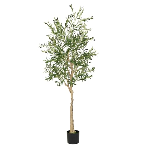 6FT Artificial Olive Tree with Lifelike Fruits for Indoor Outdoor Décor - size: 6ft