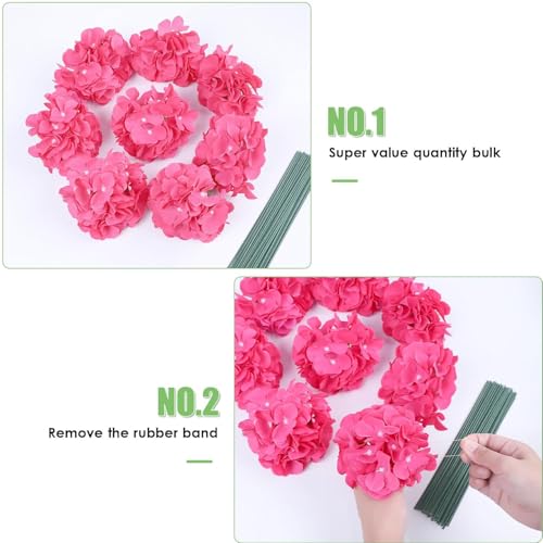 AVIVIHO 20PCS Hot Pink Hydrangea Artificial Flowers Bulk Realistic Silk Faux Hydrangea Heads with Stems Fake Flowers for Wedding,Party,Home,Table Centerpieces, Arch,Baby Shower,Party DIY Decoration - color: Hot Pink, size: 20PCS