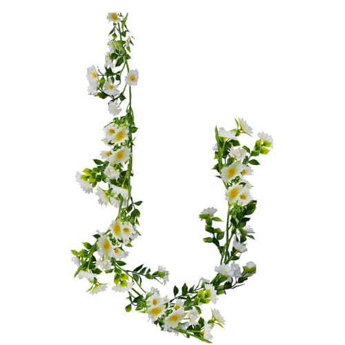 Fake Vines for Room Decor 6.6FT Artificial Flower Garland Spring Summer Hanging Ivy with White Daisy Flowers Green Leaves for Wall Party Wedding Arch Floral Decor Home Ceremony - color: White