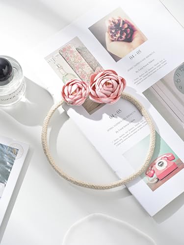 SUQ I OME 2 Pieces of Handmade Artificial Rose Flower Curtain Holdbacks Clips Window Drape Twist Tie Backs for Women, Girls Bedroom Decorative Draperies Holdbacks (Pink) - color: Pink