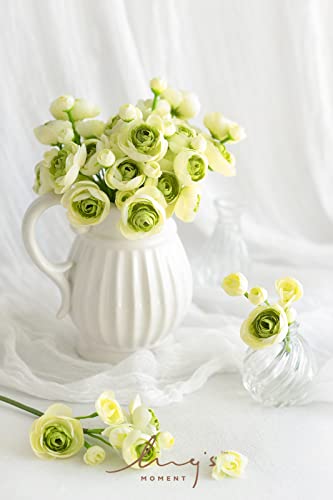 Ling's moment Ranunculus Artificial Flower, Faux Silk Mini Ranunculus Flowers for DIY Bouquet, Bulk Fake Wedding Filler Flowers for Centerpieces Arrangements Bridal Shower Decorations, Green - color: Grn-green