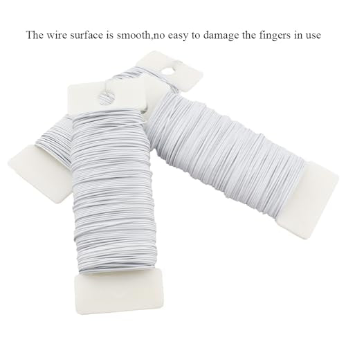 HAHIYO 22Gauge White 3Roll Total 115Yards(345Feet) Metal Floral Wire Flexible Paddle Wire for Crafts Christmas Wreaths Tree Flower Arrangement Bouquet Wrapping Wedding DIY - color: White, size: 22Gauge-3P/115Yards