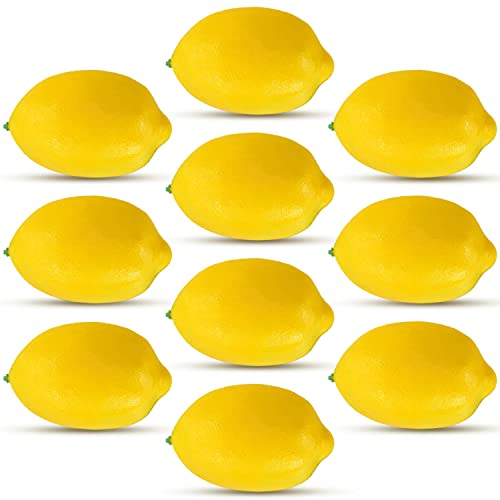 10pcs Artificial Lemons Simulation Lifelike Lemons Fake Fruit for Home Kitchen Wedding Party Decoration Photography (Big Size, Yellow) - size: 10 Pcs - Large Size