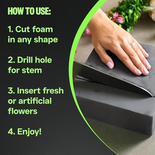 XCEL Floral Foam Blocks - Reusable, Weather Resistant Craft Foam Fresh & Artificial Flower Arrangements, Faux Florist Foam Planters Florist Supplies (Gray 7" x 7" x 3" - 4 Pack) - color: Gray 7" x 7" x 3" - 4 Pack