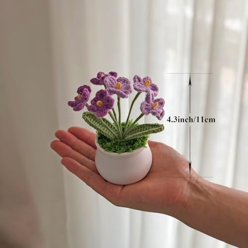 Joekaran Crochet Flowers Cute Small Flower, Self Care Gifts for Women Grandmother,Valentines,Birthday, Christmas Basket Gift from Friends Son Daughter, Desk Decor, (Purple Gradient Myosotis) - color: Purple Gradient Myosotis