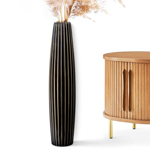 Floor Vases, Tall Floor Vase 23.6 inch (60CM, 1.96FT) Tall Vases, Sturdy Black Vase for Living Room Decor, Resin Bronze Color - color: Brown