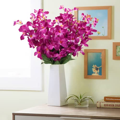 26.7'' Artificial Orchid Stems, 12Pcs Purple-Red Silk Turquoise Orchids Flowers for Wedding Bridal Bouquet Boutonniere Wreath Table Centerpiece Outdoor Decor - color: Purple-red