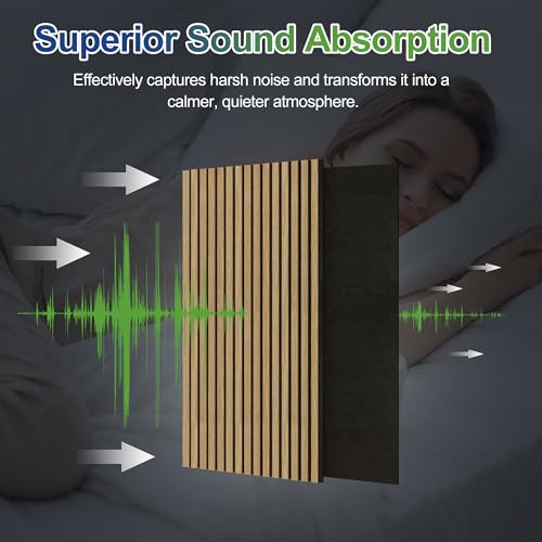 4 Pack Wood Panels for Wall, 96" x 8" Wood Slat Acoustic Panels, Acoustic Wall Panels for Interior Wall Decor, Sound Absorbing Wall Panels for Noise Reduction and Decoration, Ashen Oak - color: Ashen Oak, size: 4PCS-96" x 8"