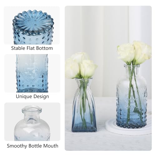 RUCKAE Glass Bud Vases Mini Flower Vase Small Vintage Vases for Centerpiece Table Wedding Decorations Home Decor Party(Gradient Blue 22 Pack) - style: Gradient Blue 22 Pack