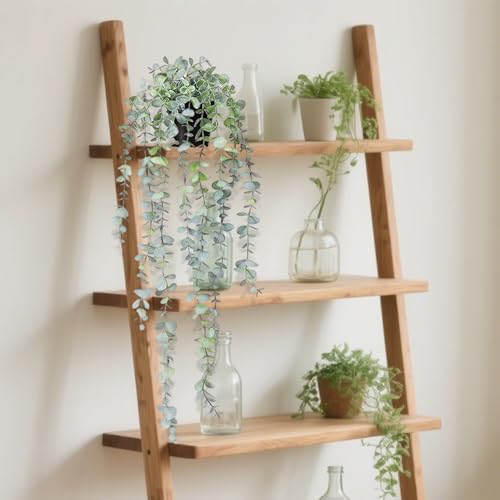 Clearain 1pcs Fake Hanging Plants, Artificial Small Potted Plants, Mini Faux Succulent Plant for Indoor Outdoor Aesthetic Office Living Room Shelf Home Decor (Eucalyptus leaves-1pcs) - color: Eucalyptus Leaves-1pcs
