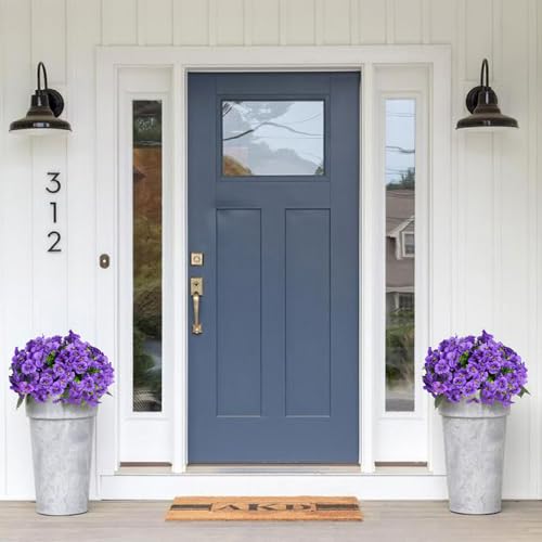 SupBri 12 Bundles Artificial Flowers for Outdoor, UV Resistant Fake Pansy Flowers, Silk Faux Fowers for Outdoor Planters Home Garden Office Patio Front (Purple) - color: Purple