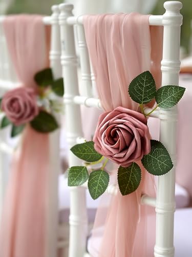 InnoGear Artificial Flowers, 50 Pcs Dusty Pink Foam Fake Roses Bulk with Stems for Decoration DIY Wedding Bouquets Centerpieces Bridal Shower Party Christmas Tree - color: Dusty Pink